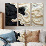 Black White Opt Art Contrasting Waves - Multi-Panels