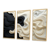 Black White Opt Art Contrasting Waves - Multi-Panels