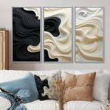 Black White Opt Art Contrasting Waves - Multi-Panels