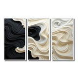 Black White Opt Art Contrasting Waves - Multi-Panels
