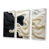 Black White Opt Art Contrasting Waves - Multi-Panels