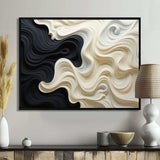 Black White Opt Art Contrasting Waves - Abstract Canvas Wall Art