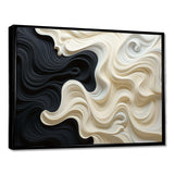 Black White Opt Art Contrasting Waves - Abstract Canvas Wall Art