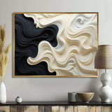 Black White Opt Art Contrasting Waves - Abstract Canvas Wall Art