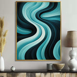 Turquoise Black Opt Art In - Abstract Canvas Wall Art