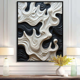 Black White Opt Art Rhythmic Pulses I - Abstract Canvas Wall Art