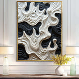 Black White Opt Art Rhythmic Pulses I - Abstract Canvas Wall Art