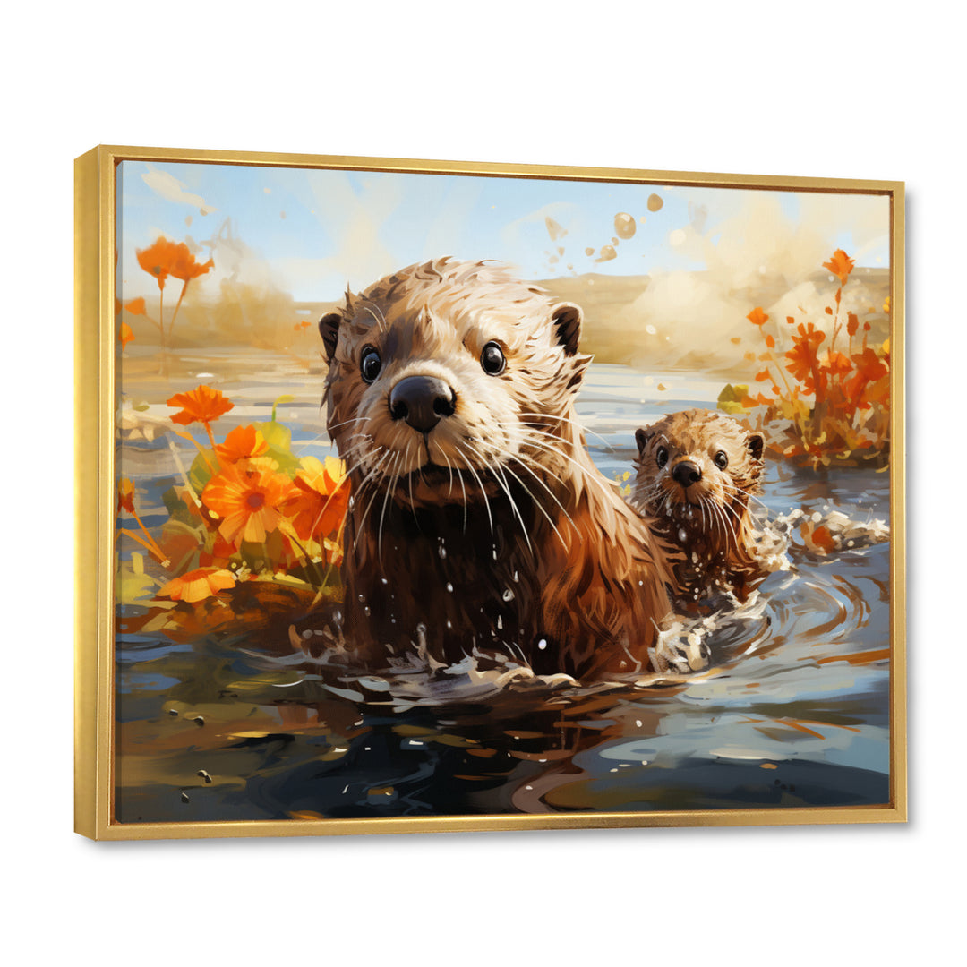 Brown Otters Odyssey - Otter Bedroom Wall Art