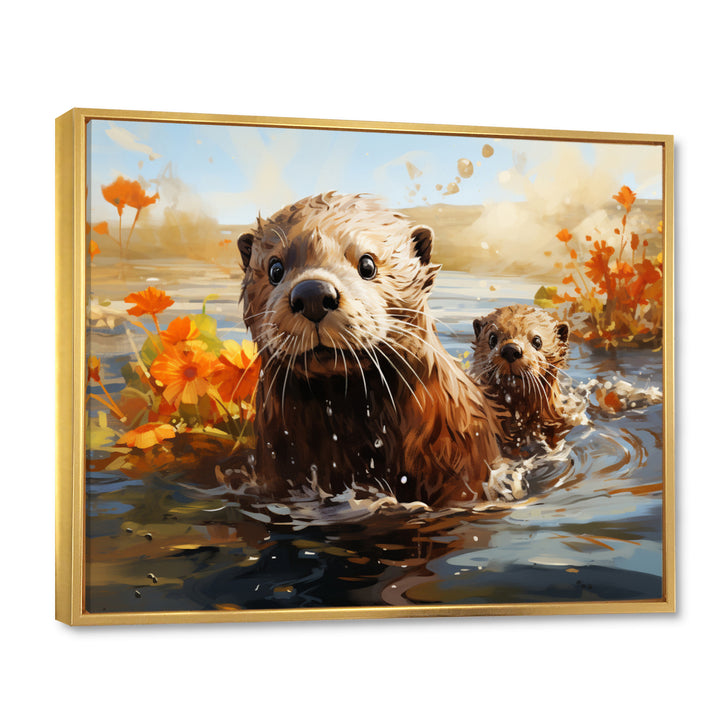 Brown Otters Odyssey - Otter Bedroom Wall Art
