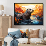 Yellow Otter Playful River Dweller - Otter Canvas Wall Art