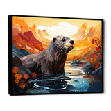 Yellow Otter Playful River Dweller - Otter Canvas Wall Art
