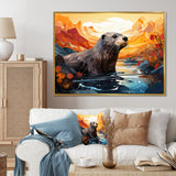 Yellow Otter Playful River Dweller - Otter Canvas Wall Art