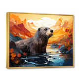 Yellow Otter Playful River Dweller - Otter Canvas Wall Art