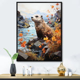 Brown Otter Playful River Dweller - Otter Canvas Wall Art