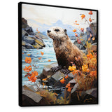 Brown Otter Playful River Dweller - Otter Canvas Wall Art