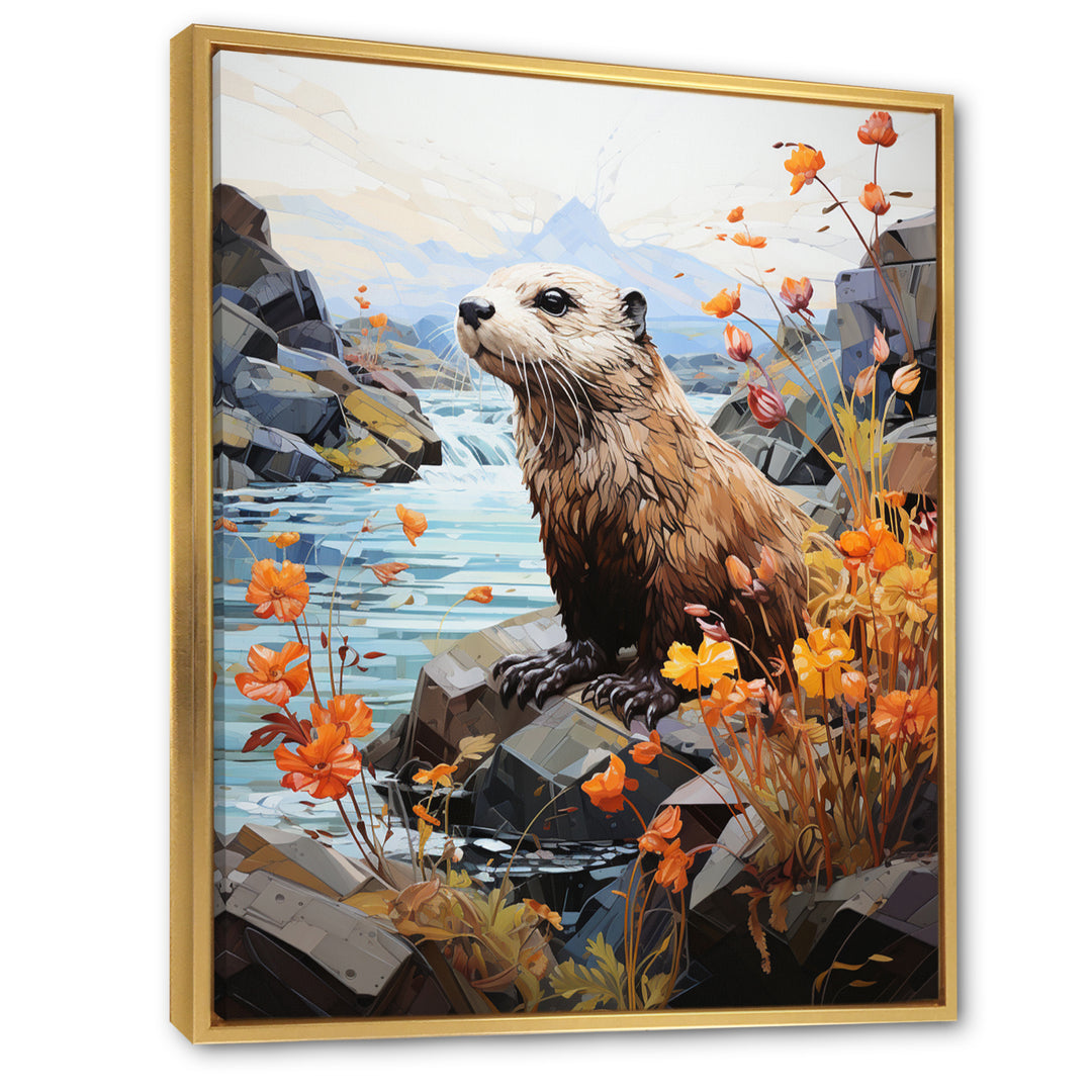 Brown Otter Playful River Dweller - Otter Canvas Wall Art