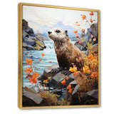 Brown Otter Playful River Dweller - Otter Canvas Wall Art