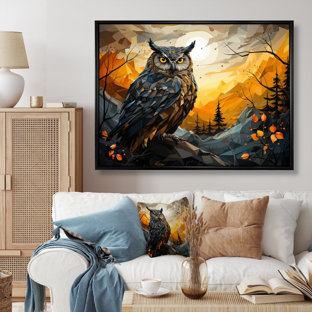 Yellow Owl Nights Watch Geometric - Yellow Owl Wall Art