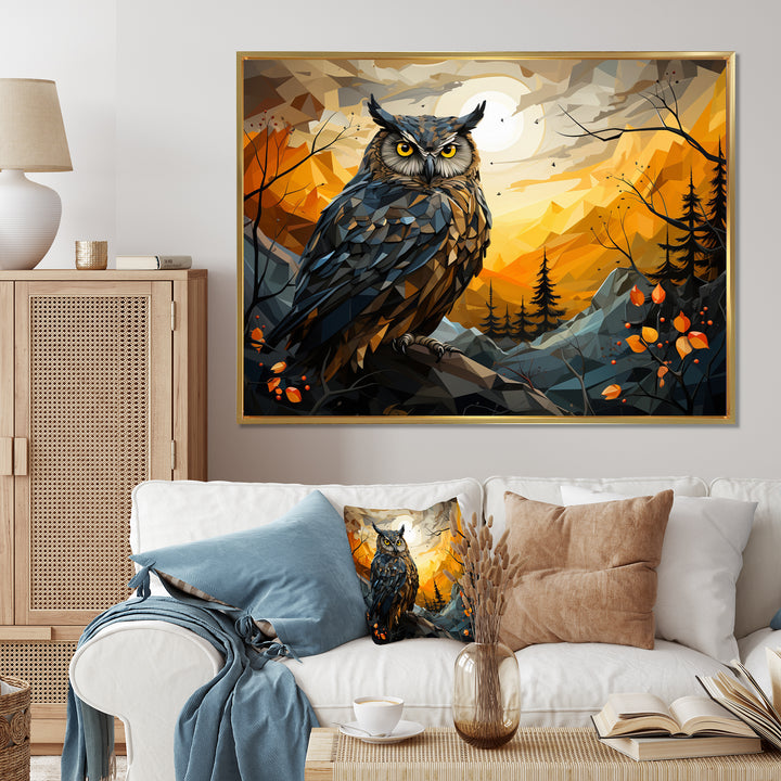 Yellow Owl Nights Watch Geometric - Yellow Owl Wall Art