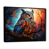 Orange Owl Nights Watch Geometric - Owl Framed Canvas Art