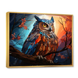 Orange Owl Nights Watch Geometric - Owl Framed Canvas Art