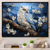Blue Owl Nights Watch Pastoral - Owl Large Canvas Wall Art