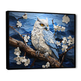 Blue Owl Nights Watch Pastoral - Owl Large Canvas Wall Art