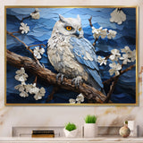 Blue Owl Nights Watch Pastoral - Owl Large Canvas Wall Art