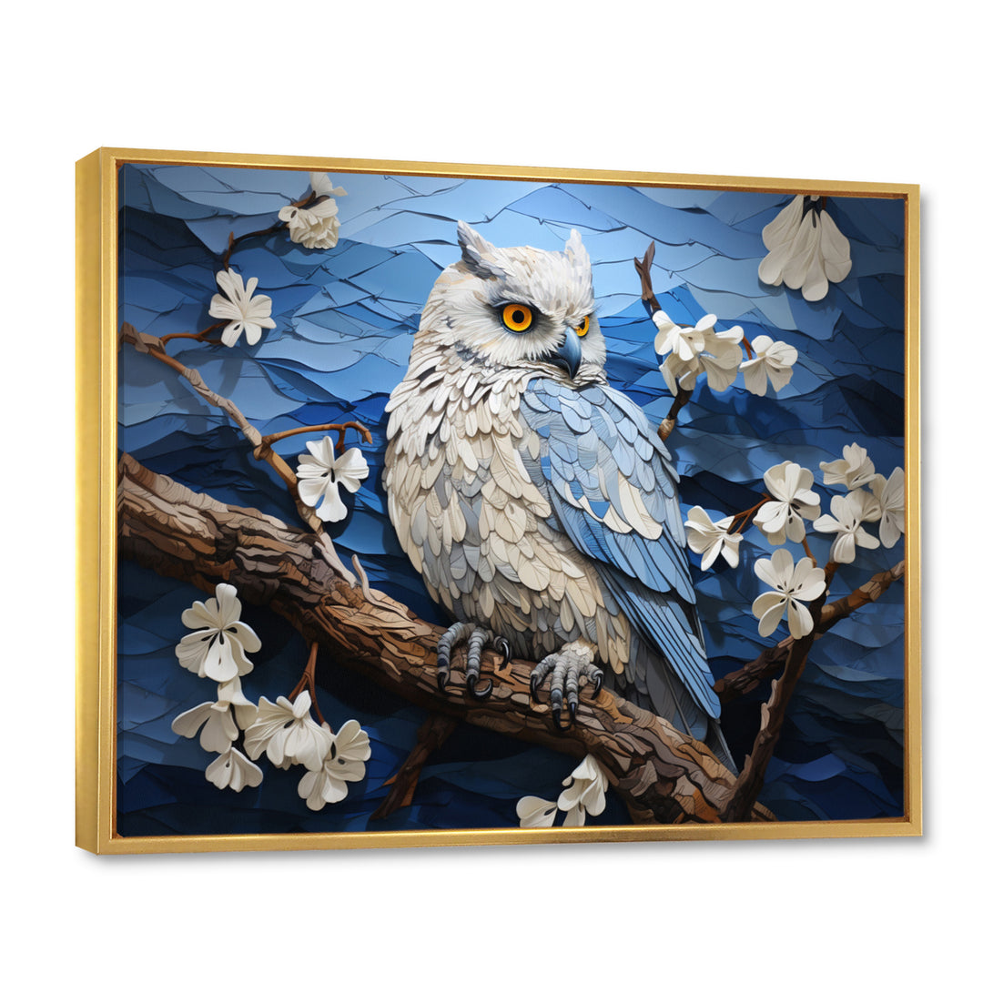 Blue Owl Nights Watch Pastoral - Owl Large Canvas Wall Art