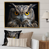 Black White Owl Portrait - Owl Living Room Wall Art