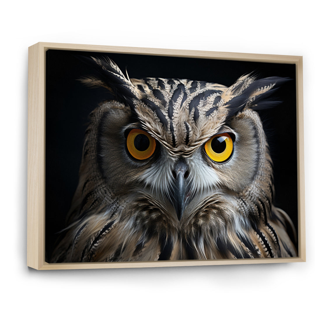 Black White Owl Portrait - Owl Living Room Wall Art