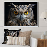 Black White Owl Portrait - Owl Living Room Wall Art