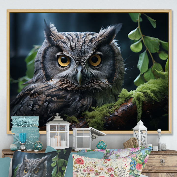 Grey Owl Portrait - Owl Bedroom Wall Art
