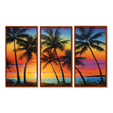 Colorful Bold Palm Trees Landscape IV - Canvas Multipanels Set of 3