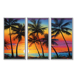 Colorful Bold Palm Trees Landscape IV - Canvas Multipanels Set of 3