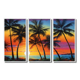Colorful Bold Palm Trees Landscape IV - Canvas Multipanels Set of 3