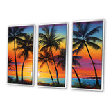 Colorful Bold Palm Trees Landscape IV - Canvas Multipanels Set of 3