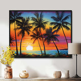 Colorful Bold Palm Trees Landscape IV - Floral Canvas Wall Art