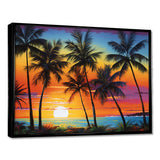 Colorful Bold Palm Trees Landscape IV - Floral Canvas Wall Art