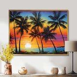 Colorful Bold Palm Trees Landscape IV - Floral Canvas Wall Art