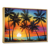 Colorful Bold Palm Trees Landscape IV - Floral Canvas Wall Art