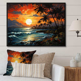 Palm Trees Sunrise I - Floral Canvas Wall Art