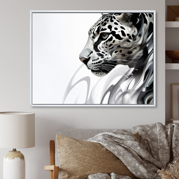 Grey White Panther Abstract Elegance - Panther Wall Decor