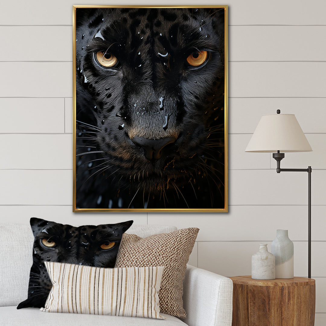 Black White Panther Abstract Encounter - Panther Wall Art Prints