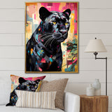 Black Pink Panther Popart - Panther Framed Canvas Art