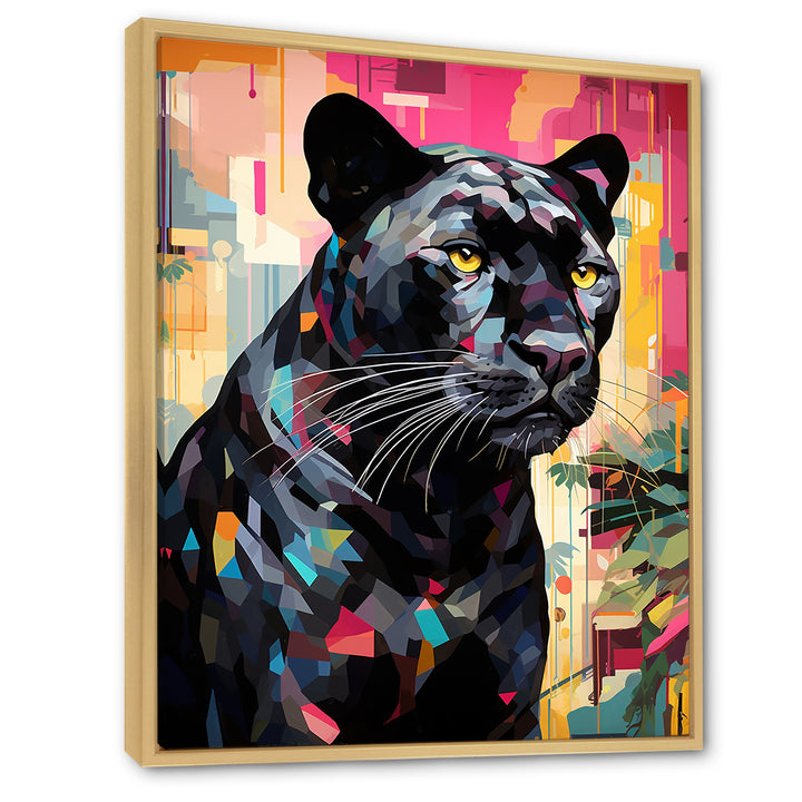 Black Pink Panther Popart - Panther Framed Canvas Art
