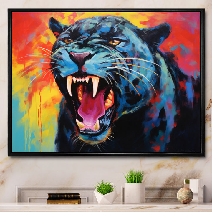 Colorful Panther Expressionist Encounter - Panther Wall Decor