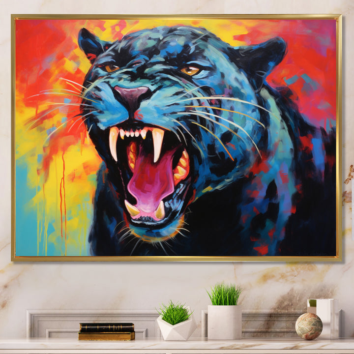 Colorful Panther Expressionist Encounter - Panther Wall Decor
