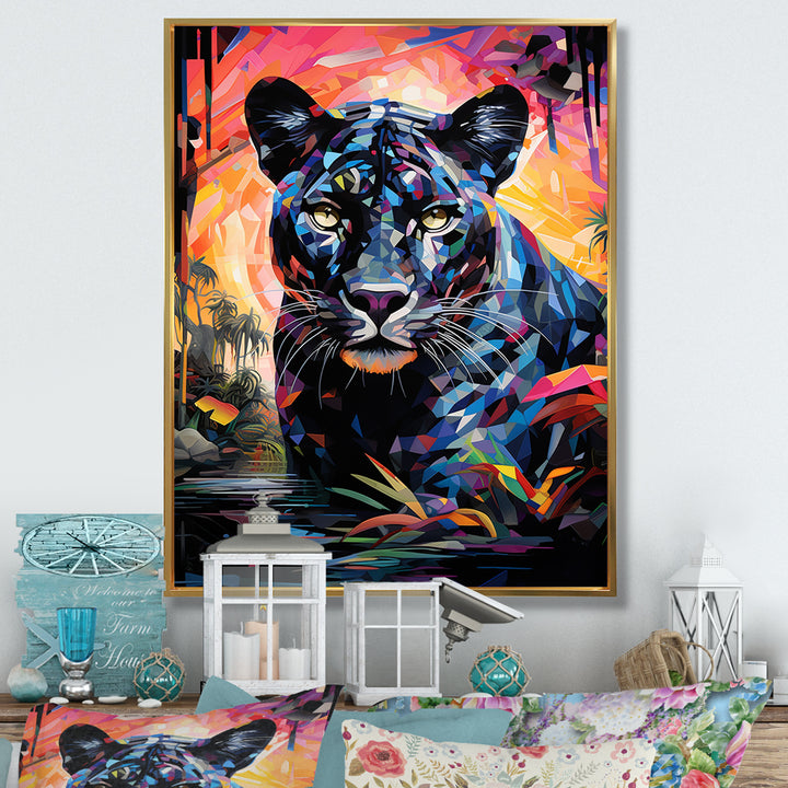 Colorful Panther Futuristic Wilderness Futurist - Multi-Color Panther Wall Art