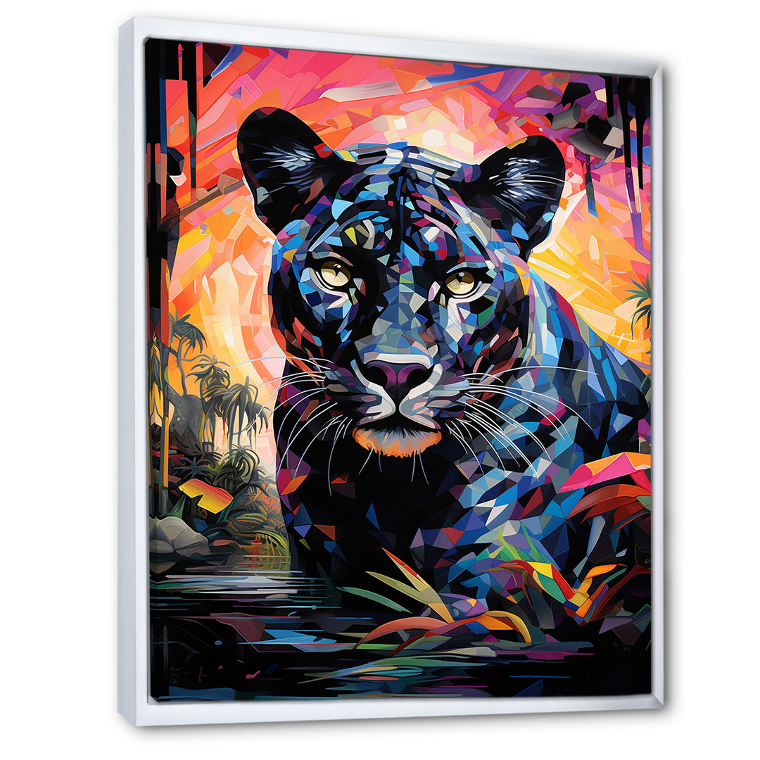 Colorful Panther Futuristic Wilderness Futurist - Multi-Color Panther Wall Art